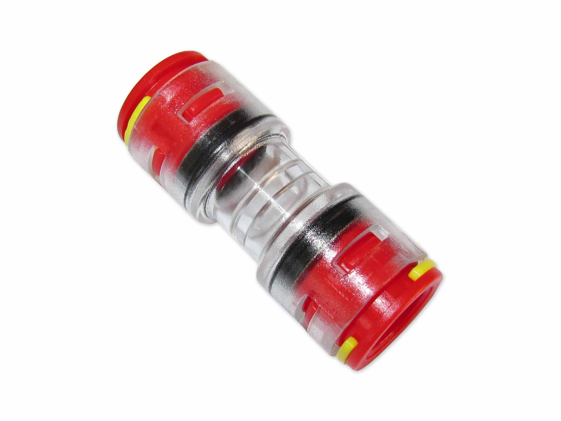 12mm Mikrorohrverbinder Doppelsteckmuffe innen 8mm mit Clips