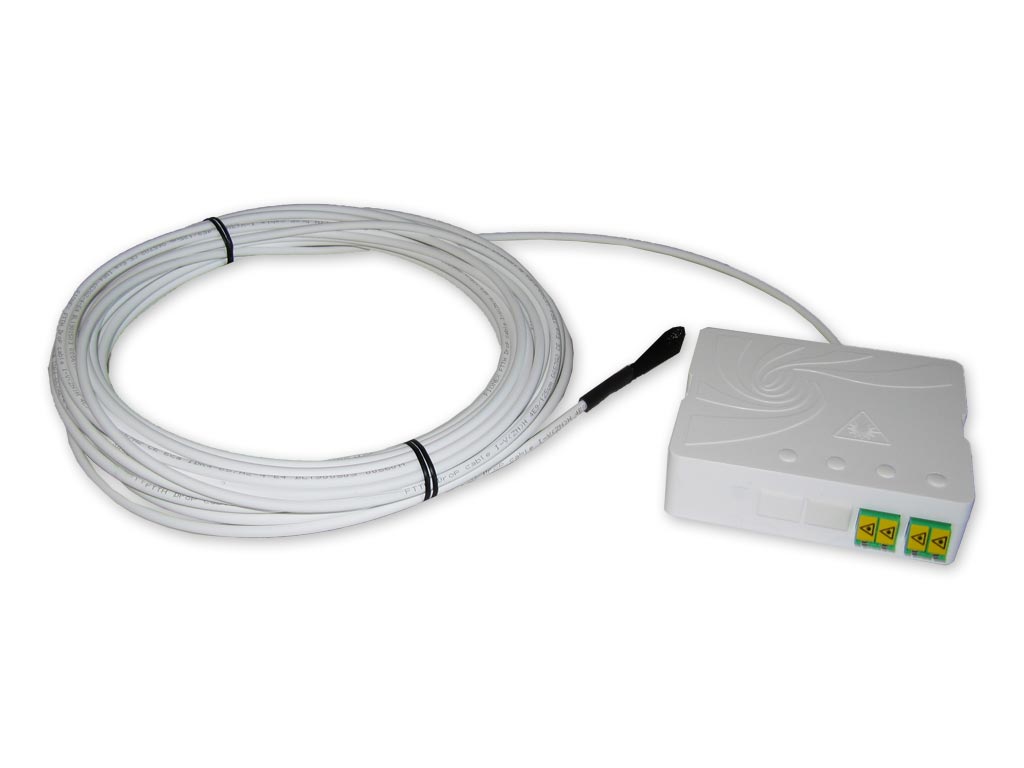 FTTH Dose 2x LC APC duplex bestückt mit FTTH Dropkabel Ring