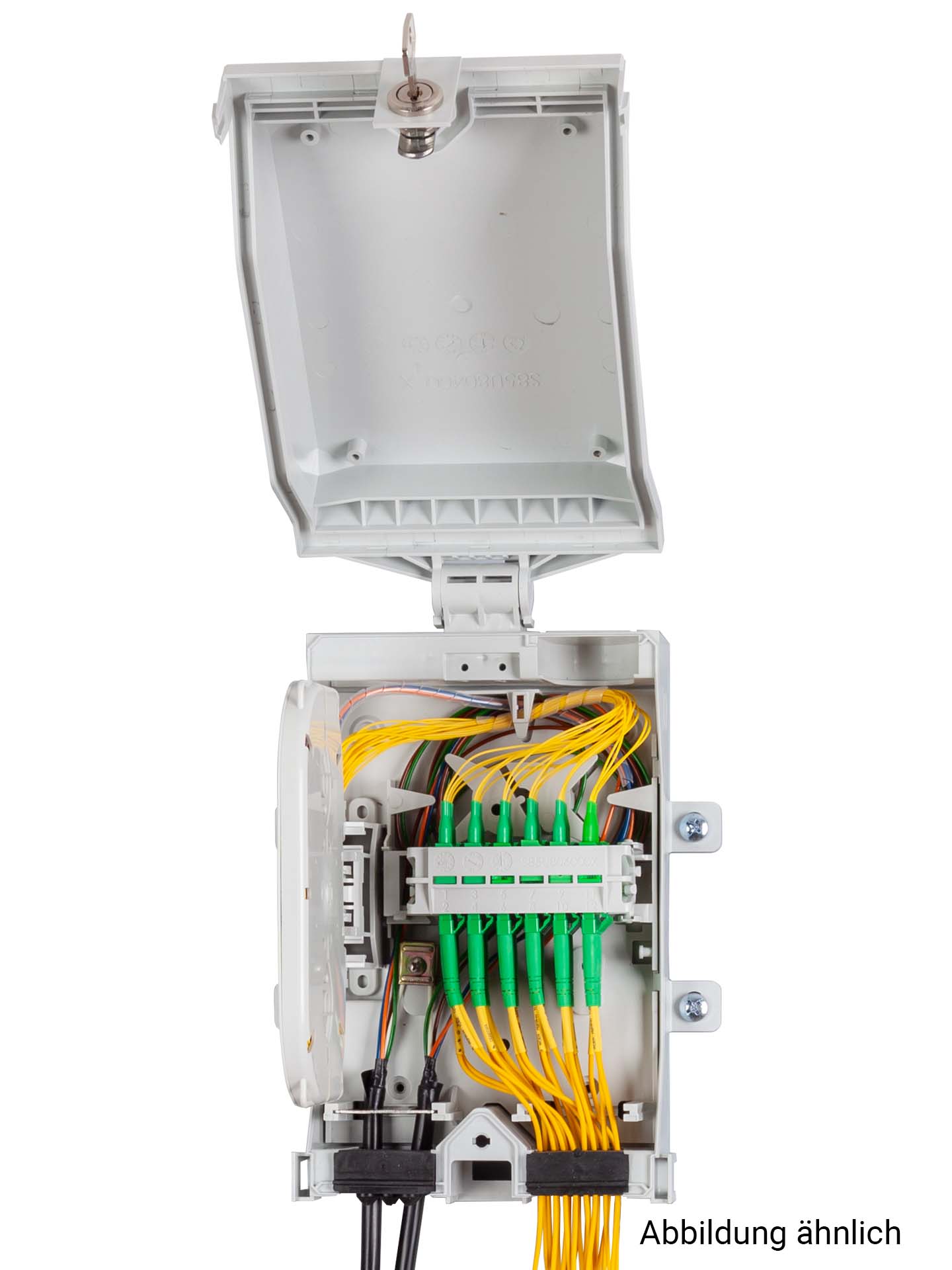 LWL FTTH Hausverteiler IP65 für 12 SC simplex LC duplex bis 12 Spleiße