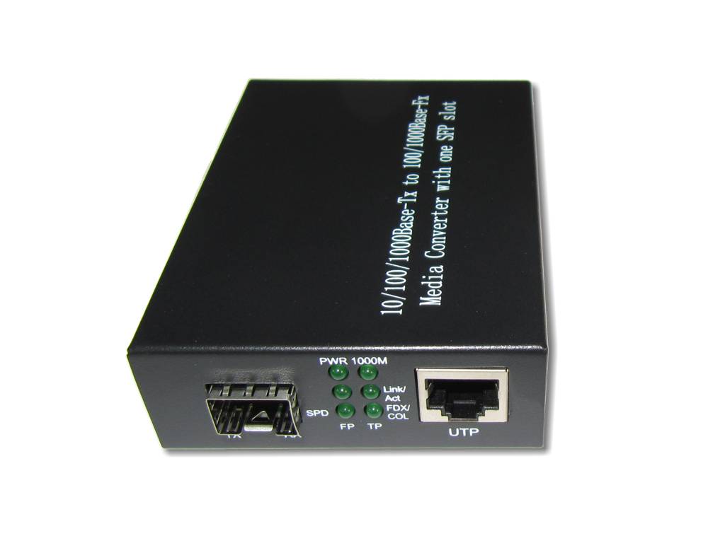 LWL Media Converter 10/100/1000BaseTX zu SFP 100/1000Base-FX ohne SFP Modul