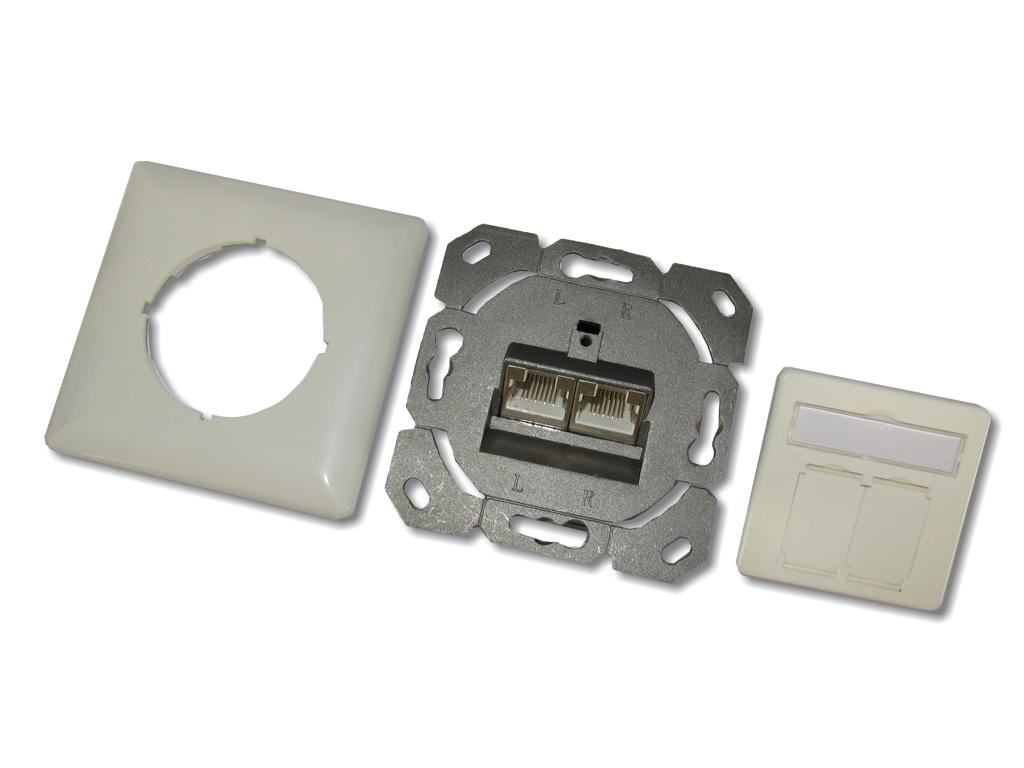 2-fach RJ45 Anschlussdose Cat.6A, RAL9010 designfähig