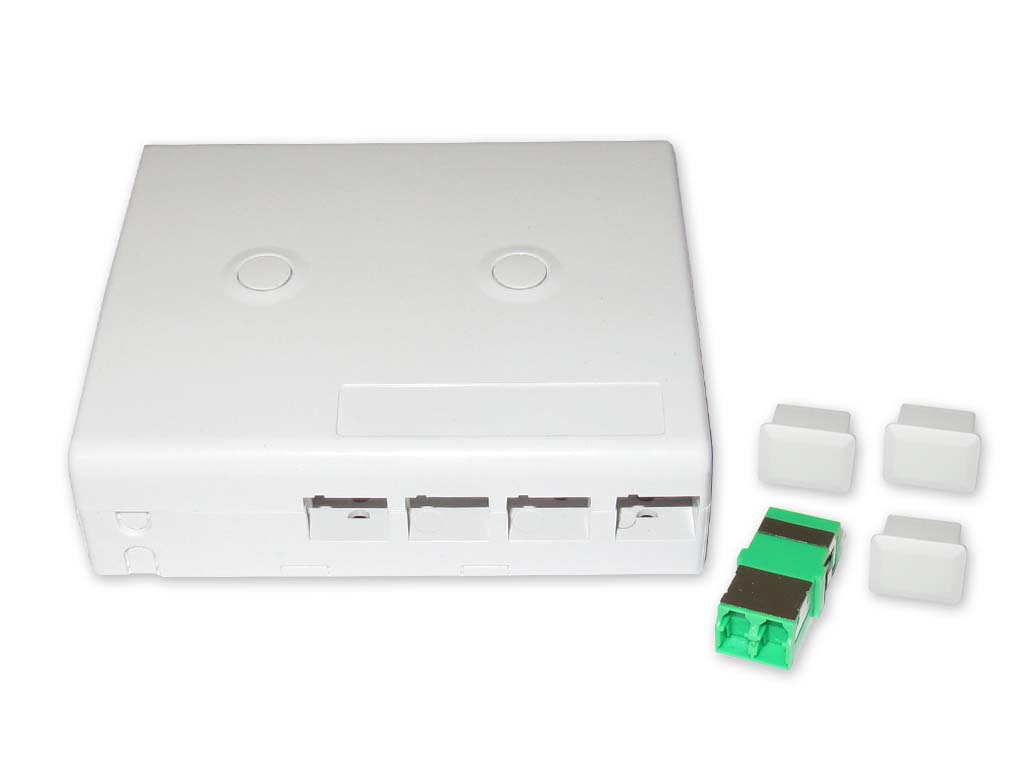 LWL FTTX Anschlussdose + 1 x LC APC dupplex Kupplung mit internem Shutter