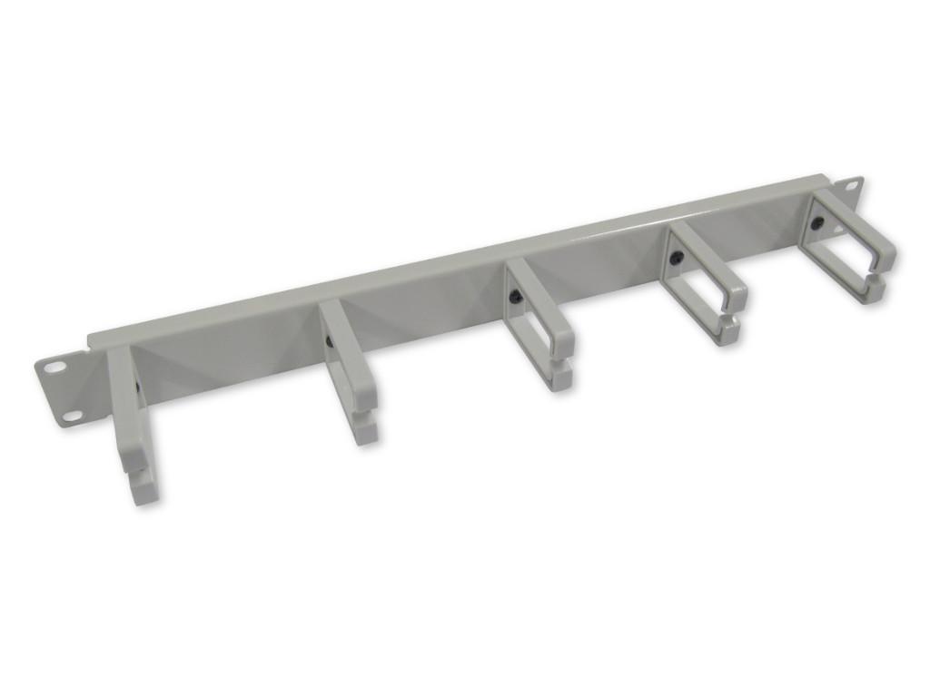 19" Kabelführungspanel grau RAL7035 1HE, 5 Kunststoffbügel