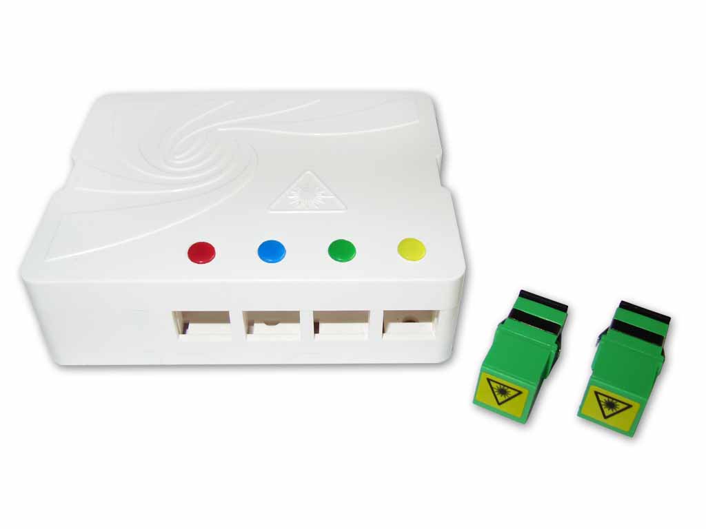 LWL FTTH Anschlussdose spleißbar mit 2 x SC APC simplex Kupplung mit Shutter