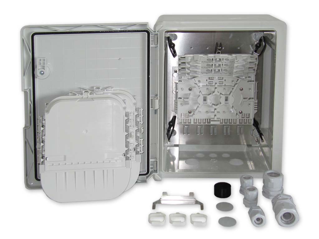 LWL FTTH Wandverteiler IP65 für 48 Fasern 24 LC duplex oder SC simplex Kupplungen