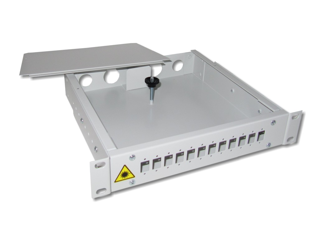 10" LWL patchpanel spleissbox 1HE für 12 SC simplex bzw. LC duplex unbestückt