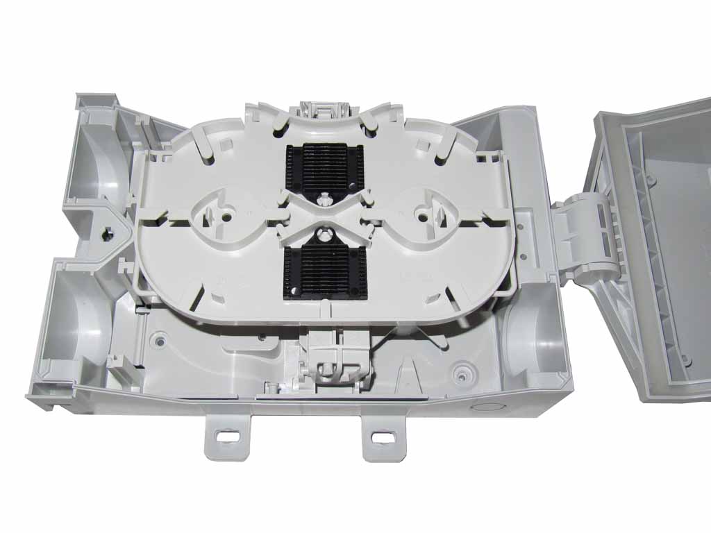 LWL FTTH glasfaser Wandverteiler IP65 für 6x SC-simplex bzw. LC-duplex Kupplungen bis 12 Spleiße
