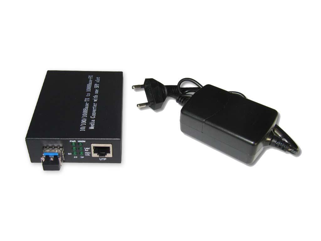 LWL Medienkonverter 10/100/1000BaseTX zu 1000BaseFX inkl. SFP Modul singlemode 1310nm 10km