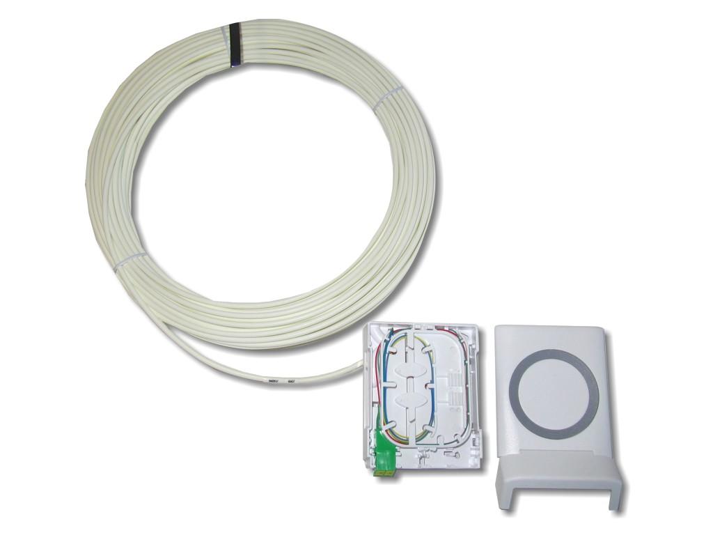 FTTH Dose 1x LC APC duplex bestückt mit FTTH Dropkabel