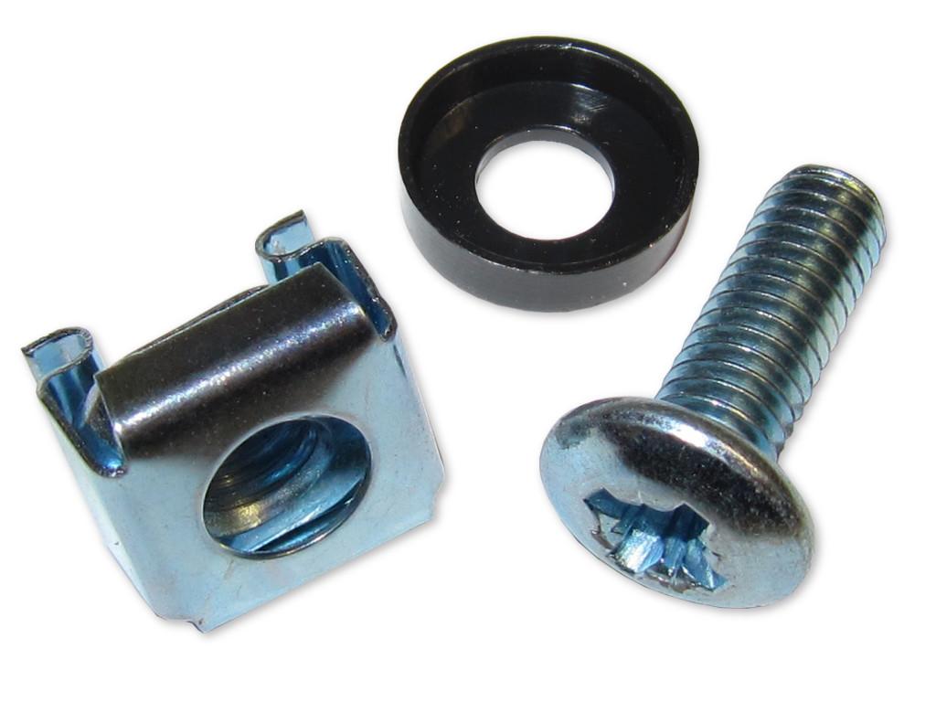 10er Pack  - 19" Befestigungssatz (Set: Schraube M6, Unterlegscheibe, Käfigmutter M6)