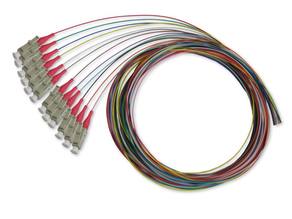 LC-Pigtail 50/125µm multimode OM4, 2m, 12 farbig