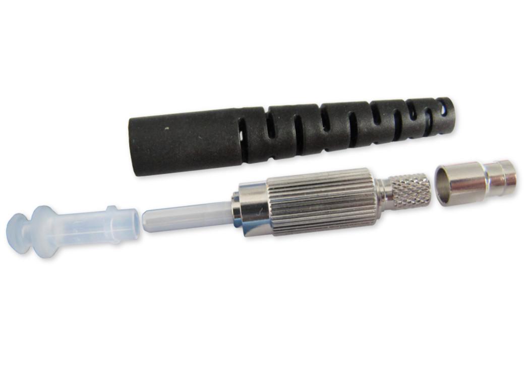DIN-Stecker singlemode inkl. Crimphülse 2mm und Knickschutz schwarz