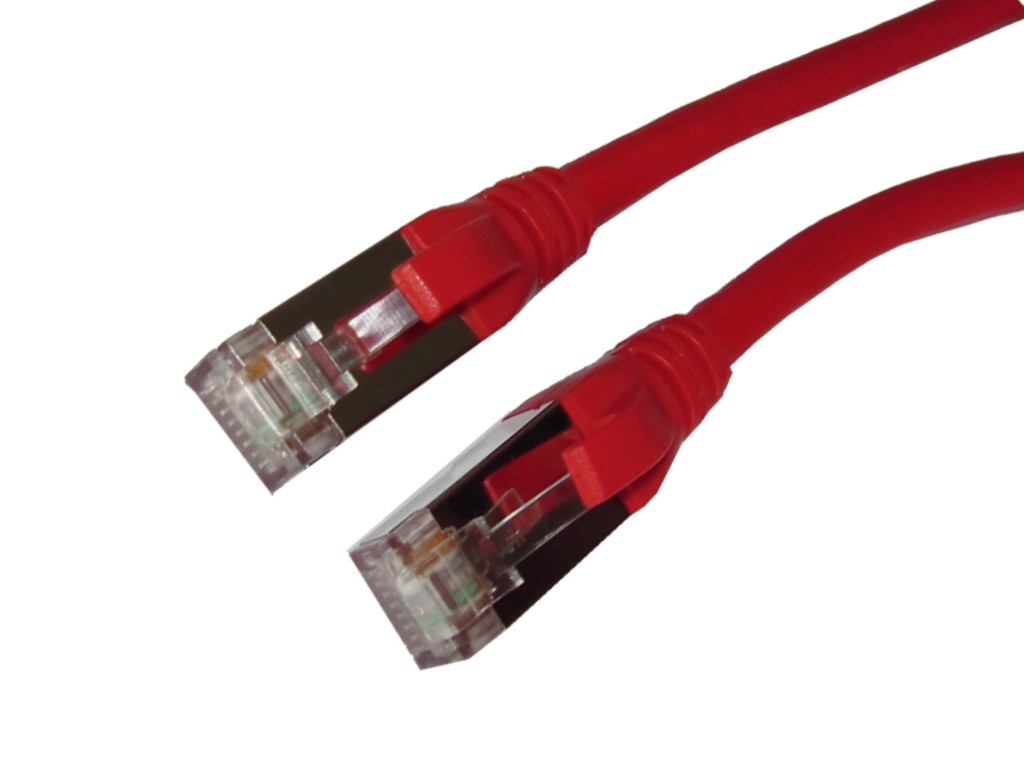 RJ45 S/FTP Patchkabel Cat.6A 10 Gigabit rot