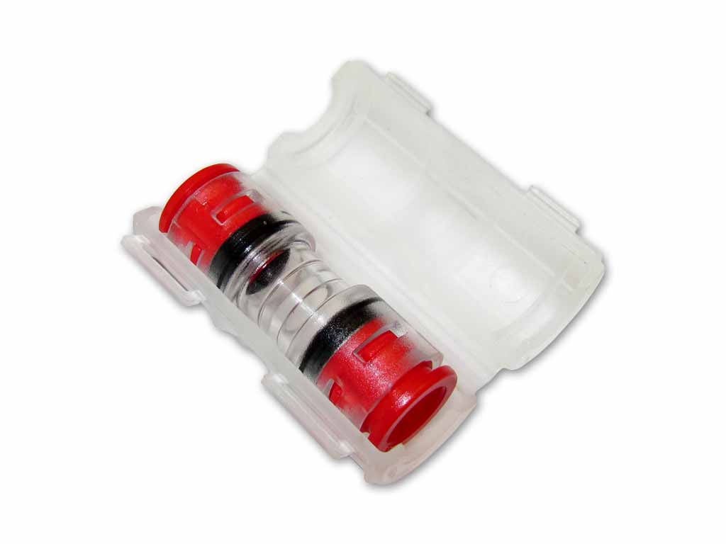 7mm DB Mikrorohrverbinder Doppelsteckmuffe mit Schutzgehäuse für Erdverlegung