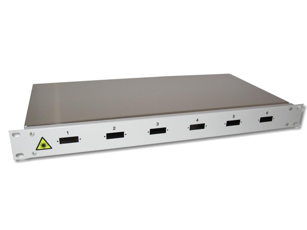 19" LWL Spleißbox 1HE für 6xSC-duplex bzw. LC-Quad unbestückt