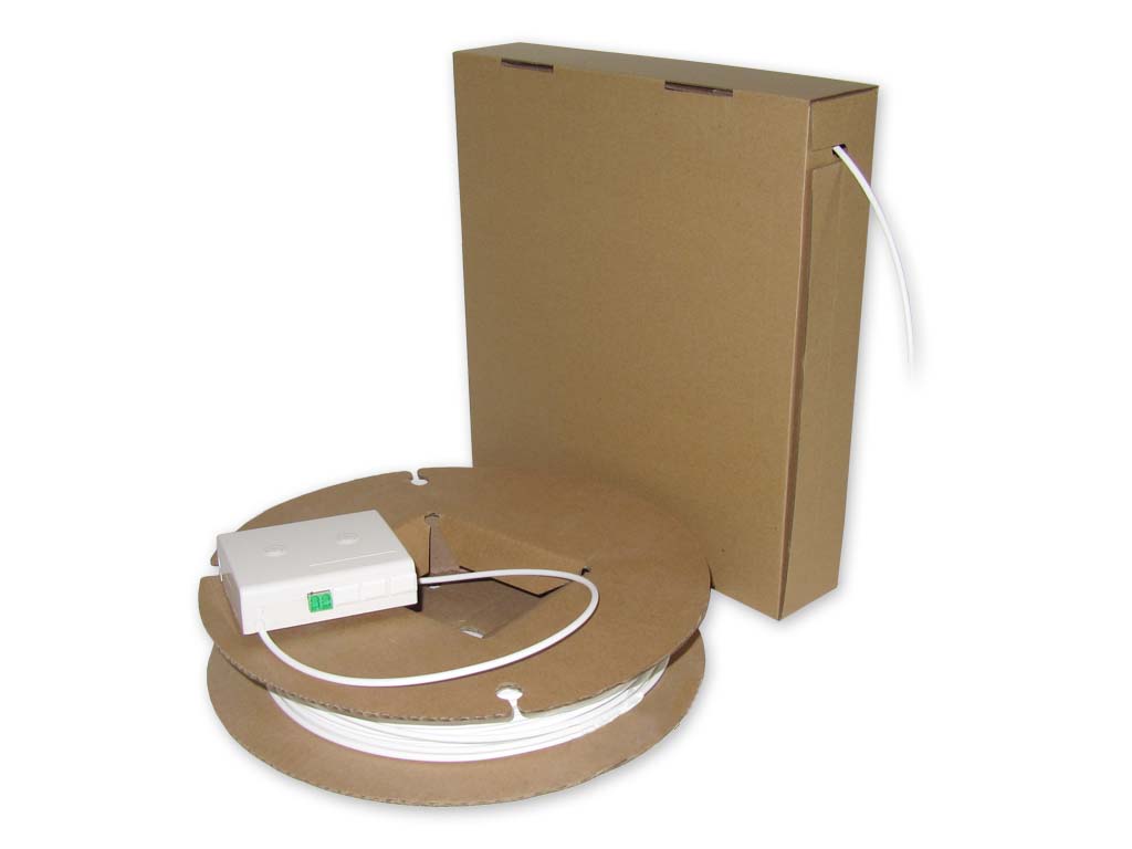 FTTH Set Dropkabel auf Spule mit 4 LC/APC konfektionert FTTH Dose 1 LC APC duplex Kupplung mit Shutter