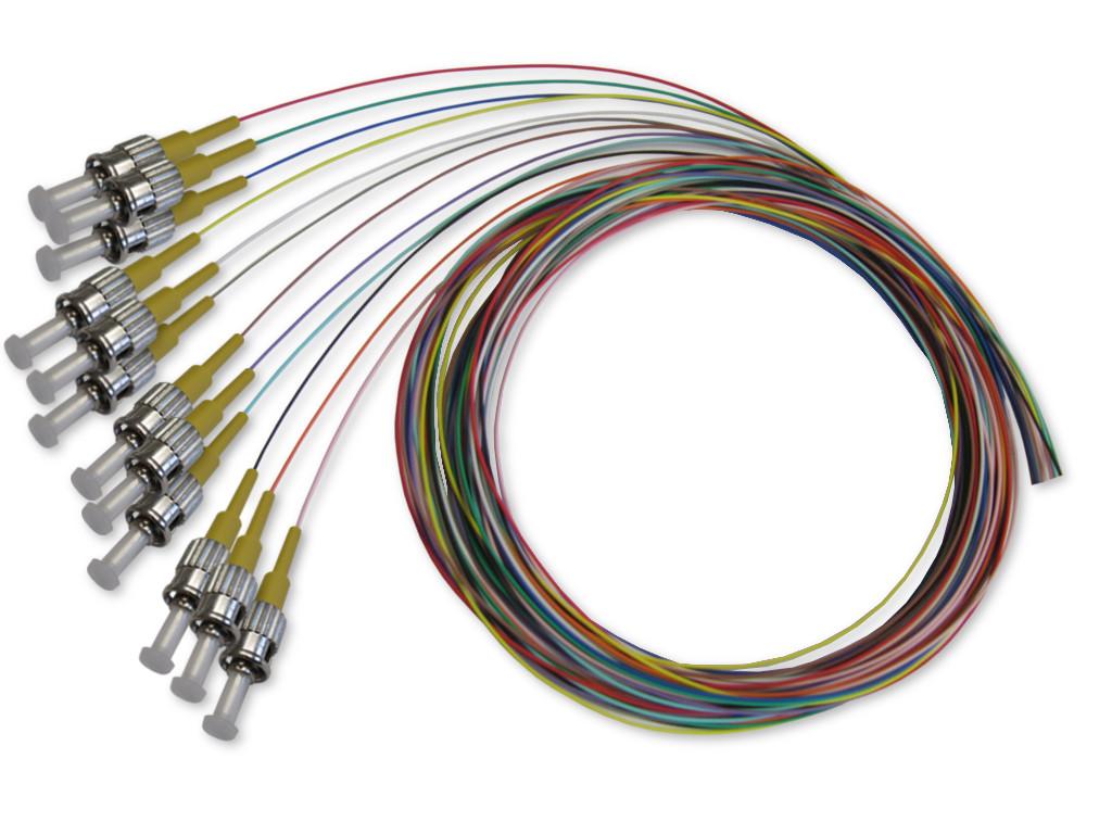 ST Pigtail singlemode 9/125µm OS2, 2m, 12 farbig