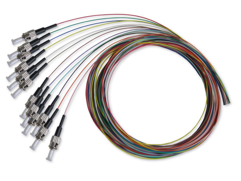 ST Pigtail multimode 62,5/125µm, 2m, 12 farbig