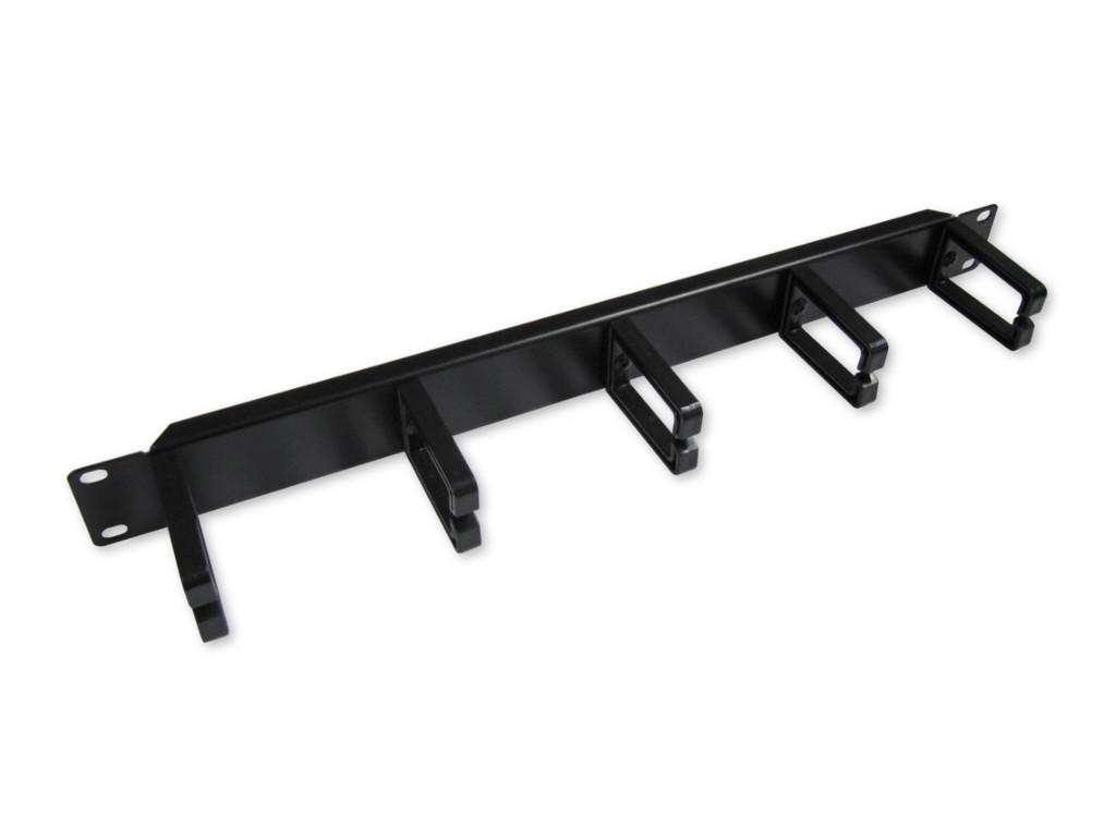 19" Kabelführungspanel schwarz 1HE, 5 Kunststoffbügel