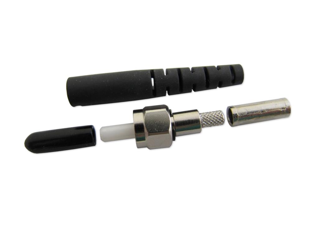 SMA 905 Stecker multimode inkl. Crimphülse 3mm und Knickschutz schwarz