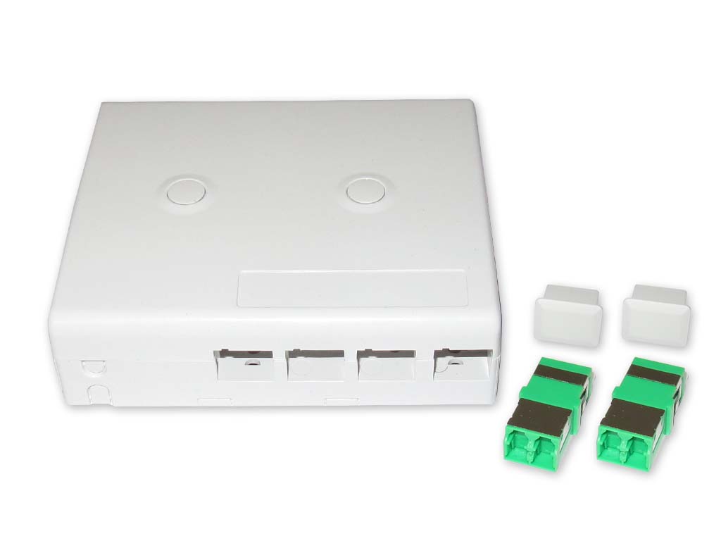 LWL FTTH Anschlussdose 2 x LC APC dupplex Kupplung mit internem Shutter
